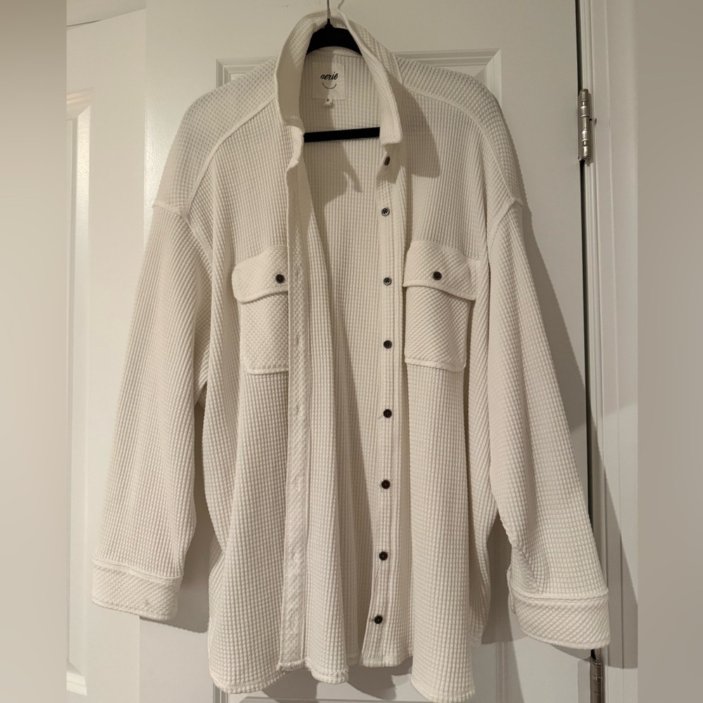 Aerie Waffle Knit Shirt Jacket